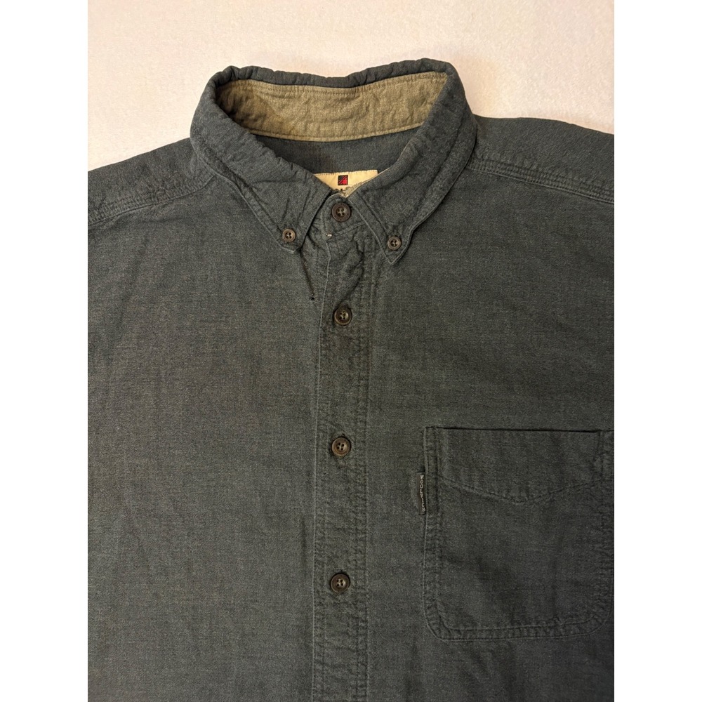 Woolrich Mens L Charcoal Gray Flannel Button Down Shirt Long Sleeve Outdoor